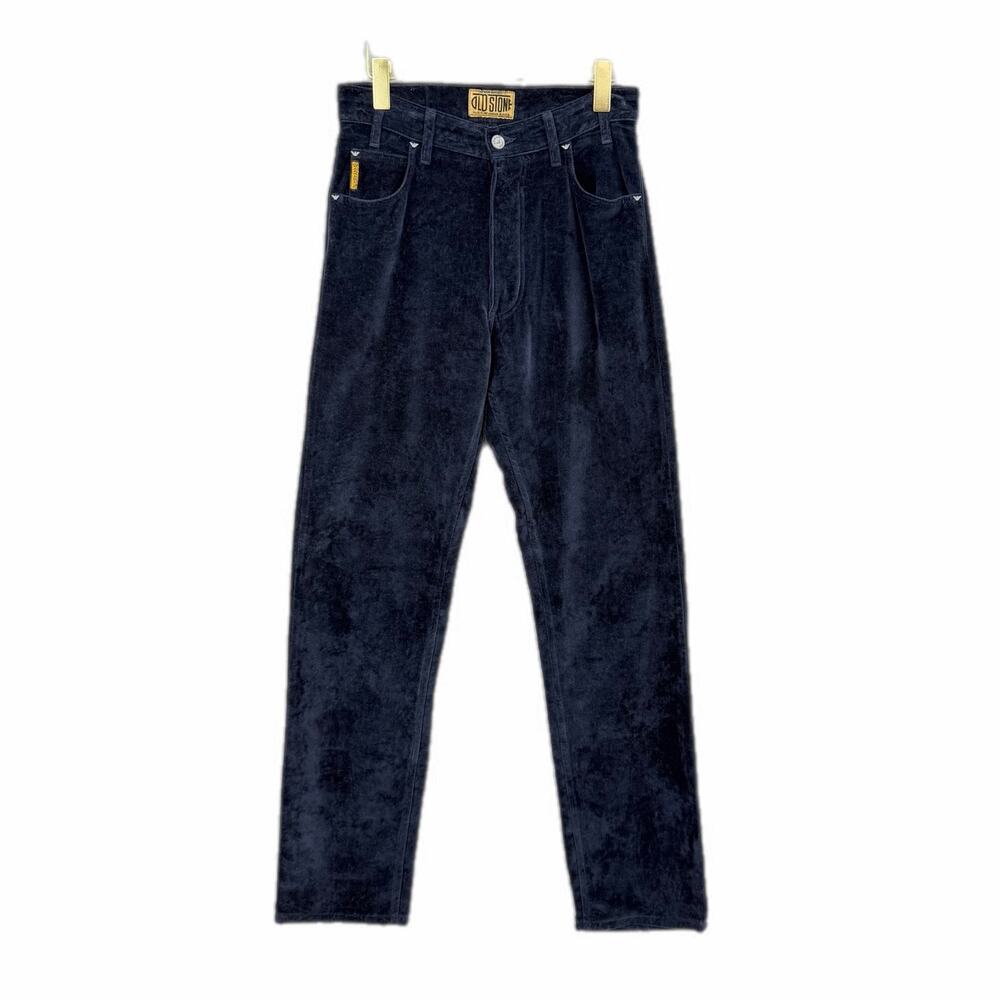 Armani Jeans Old Stone Navy Blue Velvet 100% Cotton Straight Leg High Rise Jeans